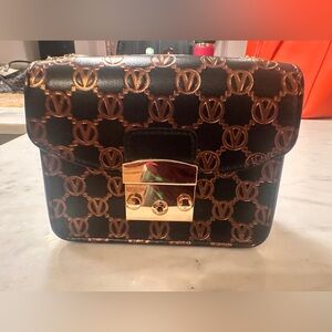 Valentino Bijou Monogram Leather Crossbody Black